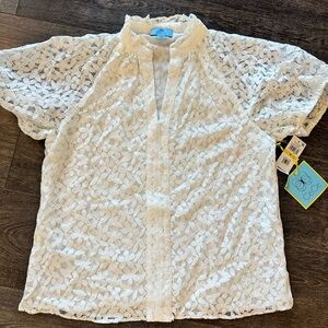 CeCe Ivory Lace Top